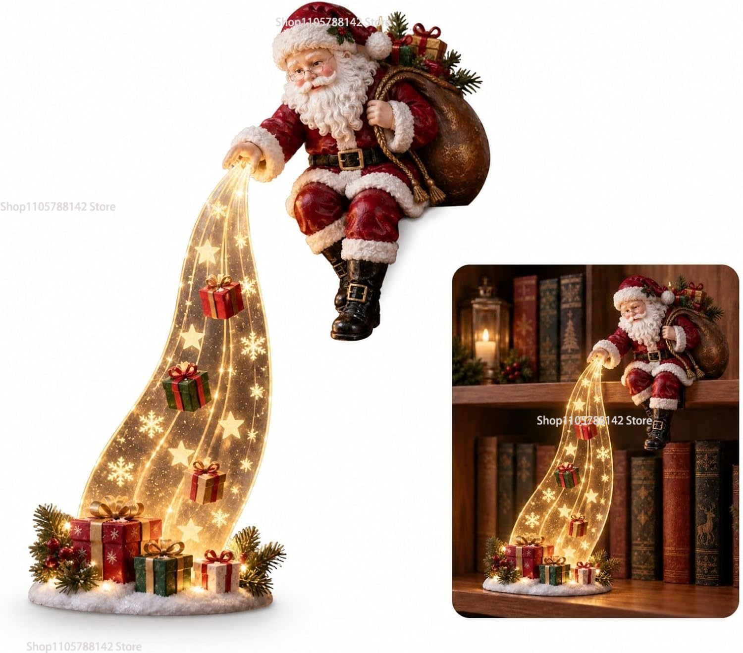 Lighting Christmas Decor - Weihnachtliche beleuchtete Regaldekoration, personalisierte Heimdekoration, sitzender