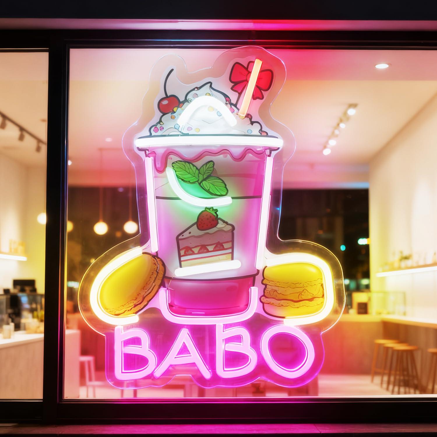 Up Lighting Decor - Boba Neon-Schild Leuchtende Bubble-Tea-Schilder für Kaffee-Boba-Bar,