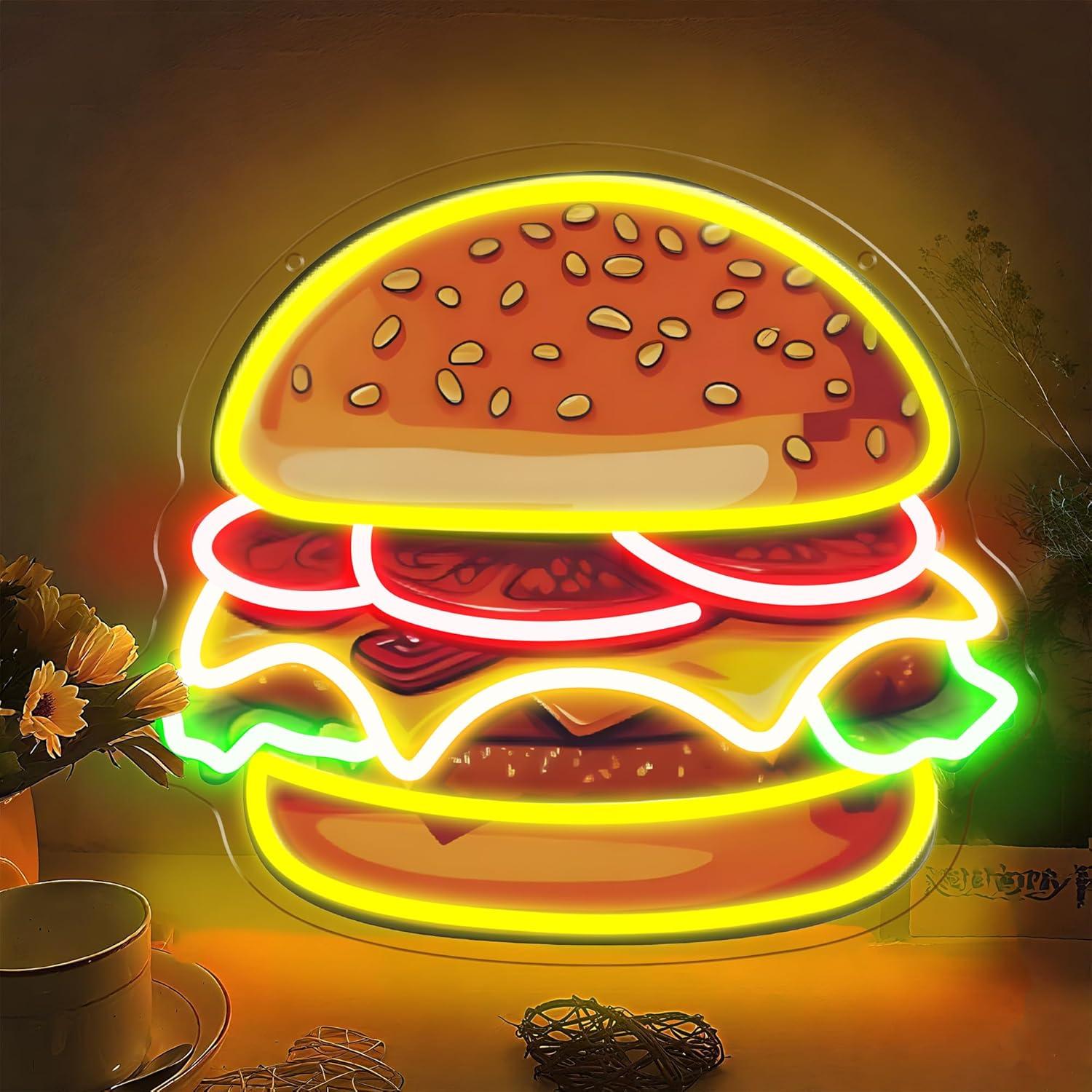 Lighting Decoration Ideas - Burger Neonschild LED Hamburger Wandleuchte für